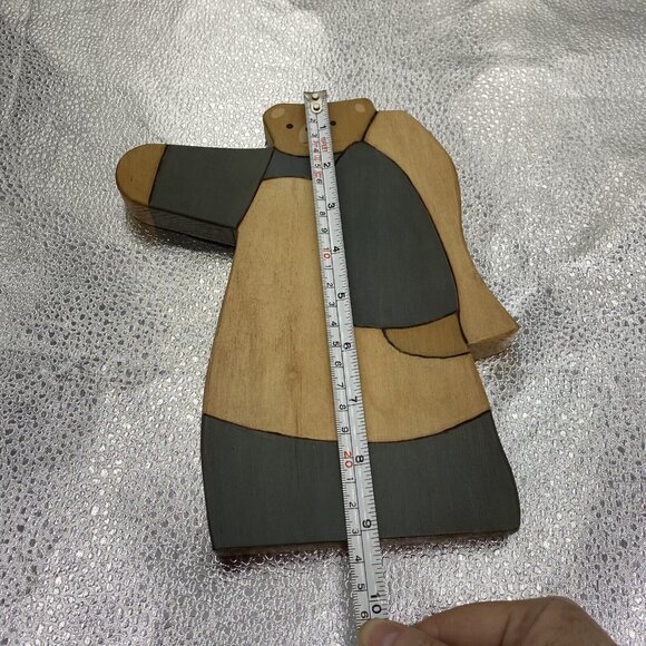 Vtg Wooden Bears Handmade Painted Folk Art Figures Primitive 80s Rustic Lot Of 3 - Picture 7 of 16